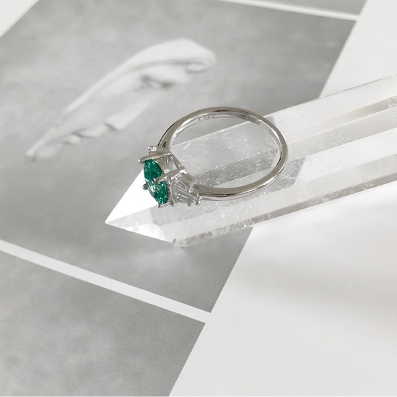 NEW Solid Sterling Silver Lab Mint Sapphire Ring - Picture 5 of 14